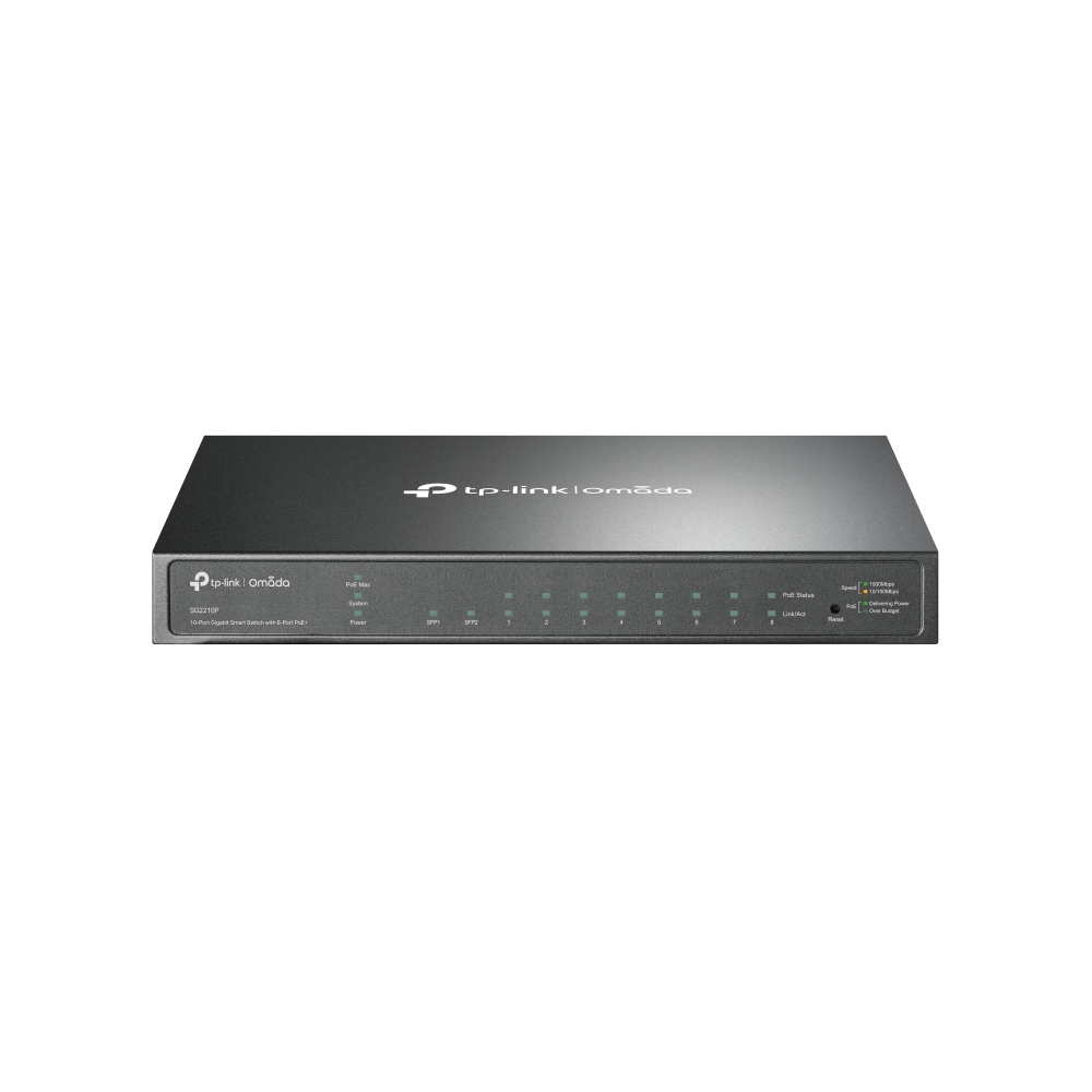 TP-LINK Omada SG2008 Type L2 Desktop/pedestal 8x10Base-T / 100Base-TX / 1000Base-T 2xSFP PoE ports 8 SG2210P
