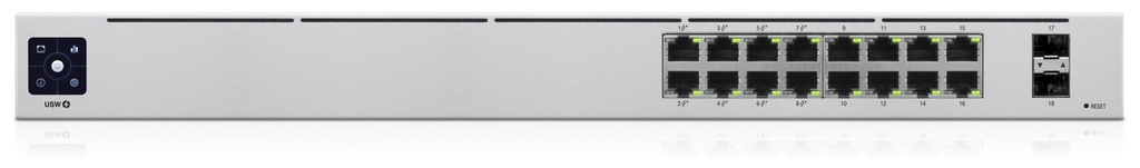 UBIQUITI USW-16-POE Type L2 Desktop/pedestal Rack 16x10Base-T / 100Base-TX / 1000Base-T 2xSFP PoE ports 16 PoE+ ports 8 