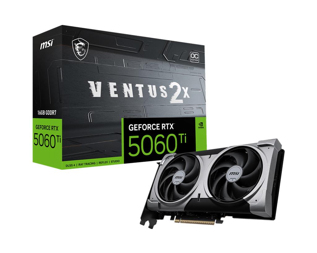 MSI NVIDIA GeForce RTX 5060 Ti 16 GB GDDR7 128 bit PCIE 5.0 16x Dual Slot Fansink 5060TI16GVENTUS2XOCPLUS