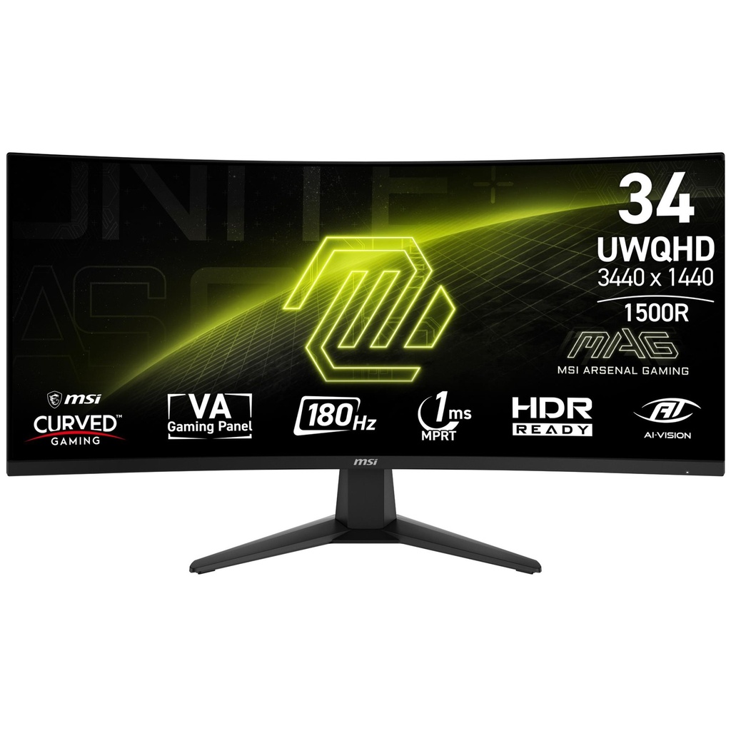MSI MAG 346CQ 34" Gaming/Curved Panel VA 3440x1440 16:9 180 Hz 1 ms MAG346CQ