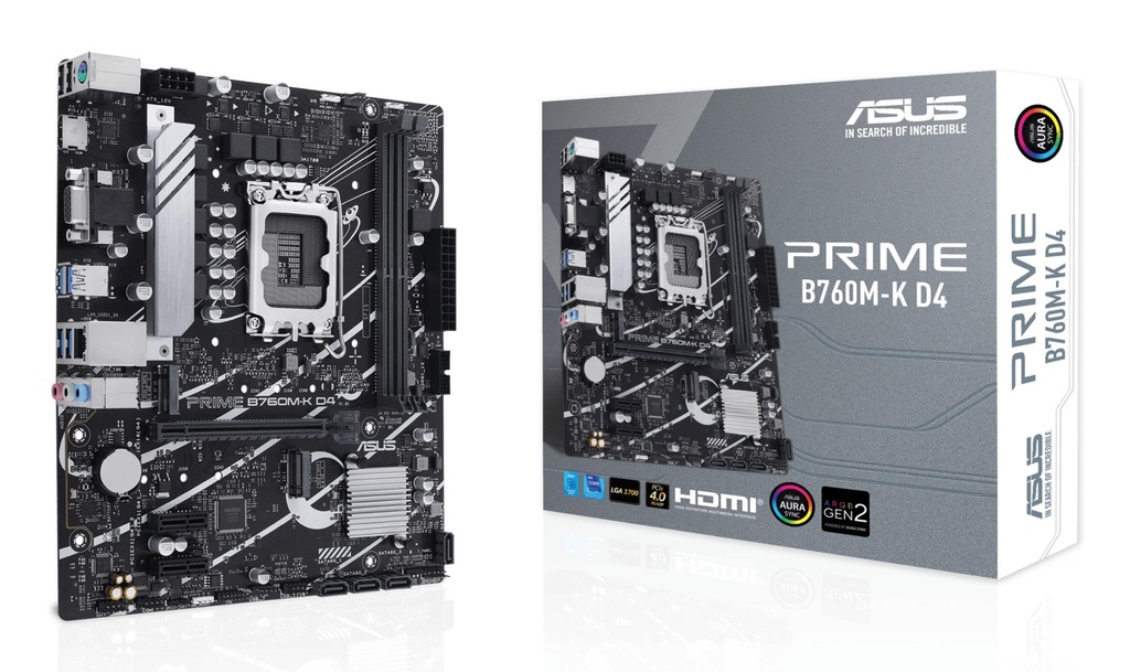 ASUS Intel B760 Express LGA1700 Micro-ATX Memory DDR4 Memory slots 2 2xPCI-Express 4.0 1x 1xPCI-Express 4.0 16x 2xM.2 1x