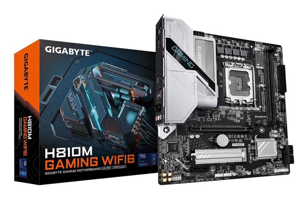 GIGABYTE 1xNumber of M.2 (M) slots micro ATX Intel H810 Bluetooth Yes Wi-Fi Yes 2xSlots RAM DDR5-SDRAM LGA 1851 (Socket 