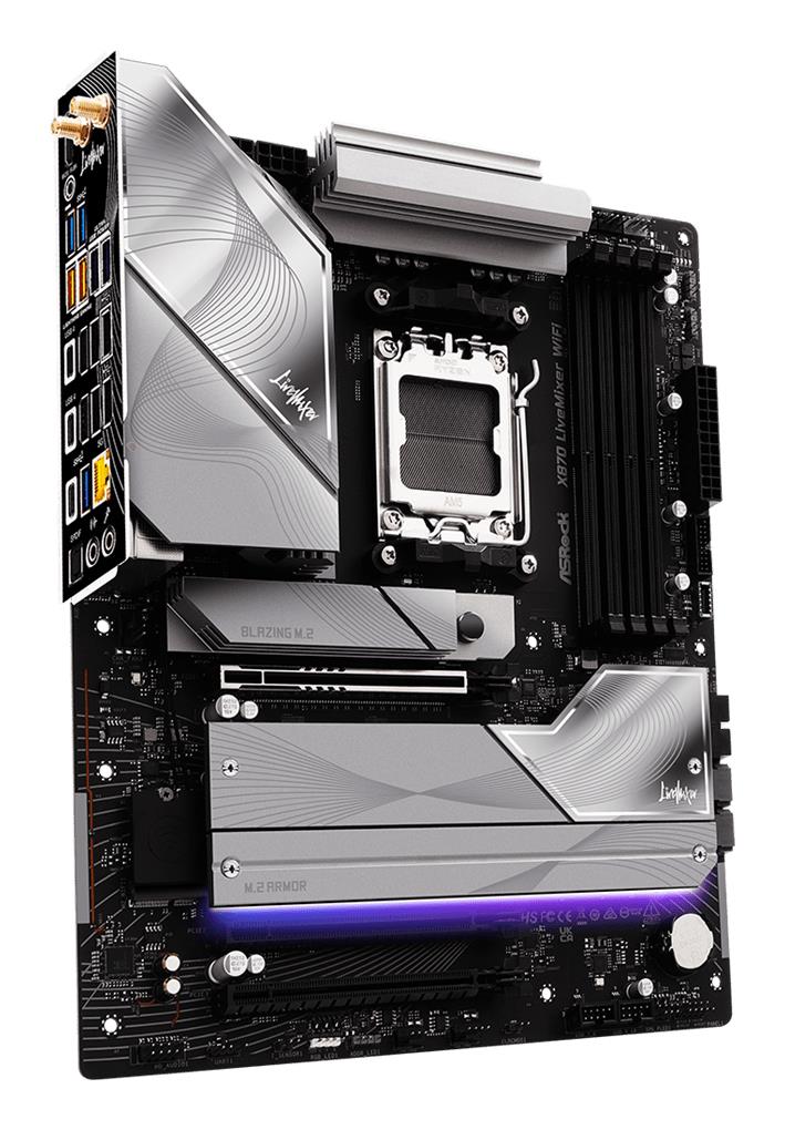 ASROCK AMD X870 Socket AM5 ATX RAM DDR5-SDRAM 4xSlots On-board graphics card Yes Wi-Fi Yes Bluetooth Yes 1xNumber of M.2