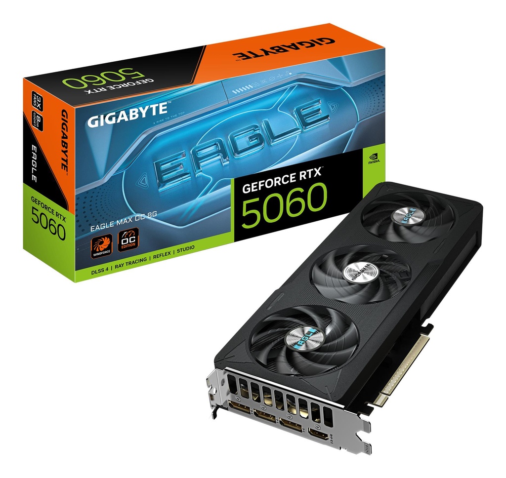 GIGABYTE NVIDIA GeForce RTX 5060 2550 MHz 8 GB GDDR7 128 bit PCI Express 5.0 Active GV-N5060EAGLEMAXOC-8GD