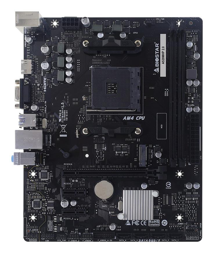 BIOSTAR AMD A520 Socket AM4 micro ATX RAM DDR4-SDRAM 2xSlots 1xNumber of M.2 (M) slots A520MHP2.0