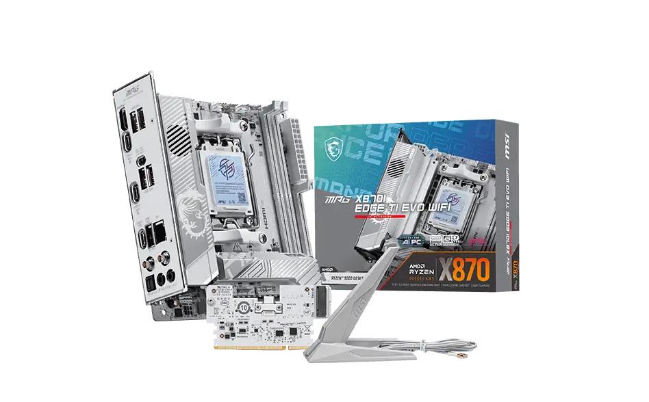 MSI AMD X870 Socket AM5 mini ITX RAM DDR5-SDRAM 2xSlots Wi-Fi Yes Bluetooth Yes 1xNumber of M.2 (M) slots MPGX870IEDGETI