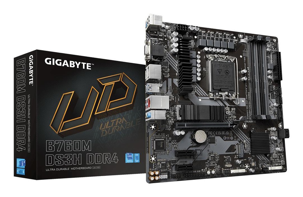GIGABYTE B760M DS3H DDR4 Intel B760 Express LGA 1700 micro ATX RAM DDR4-SDRAM 4xSlots 2xNumber of M.2 (M) slots B760MDS3