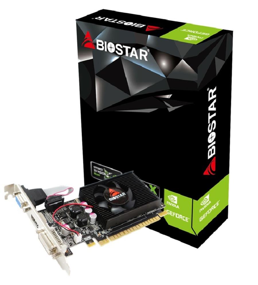 BIOSTAR NVIDIA GeForce 210 1 GB DDR3 64 bit PCIE 2.0 16x Memory 1333 MHz GPU 589 MHz Single Slot Fansink 1x15pin D-sub 1