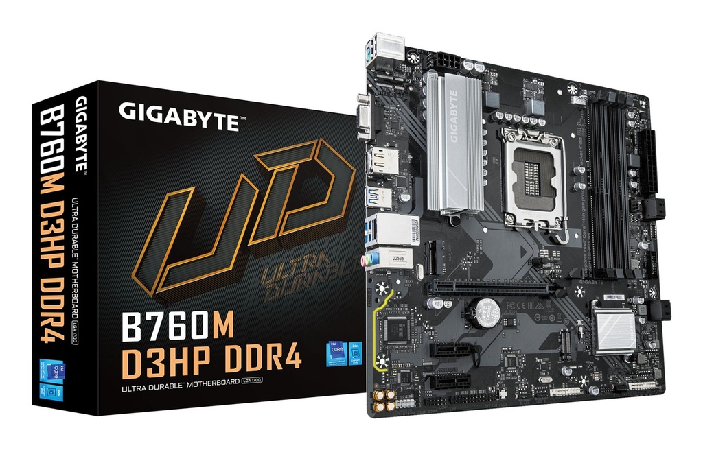 GIGABYTE Intel B760 Express LGA1700 Micro-ATX Memory DDR4 Memory slots 4 2xPCI-Express 3.0 1x 1xPCI-Express 4.0 16x 2xM.