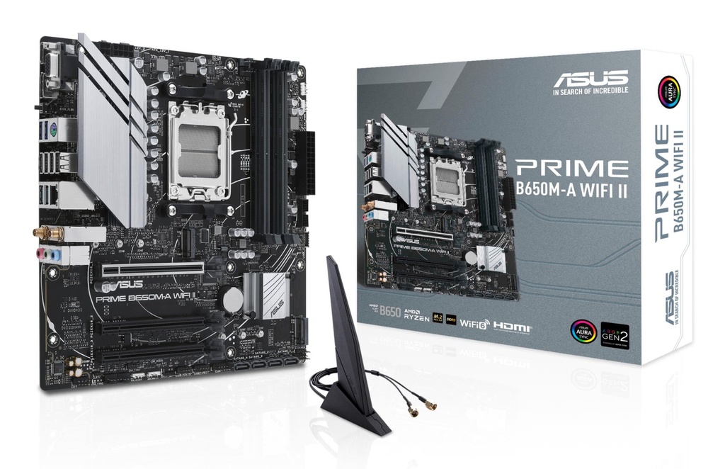 ASUS AMD B650 Micro-ATX Memory DDR5 Memory slots 4 3xPCI-Express 4.0 16x 2xM.2 1x15pin D-sub 1xHDMI 1xDisplayPort 4xUSB 