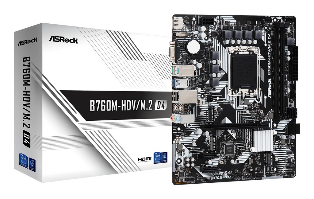 ASROCK Intel B760 Express LGA1700 Micro-ATX Memory DDR4 Memory slots 2 2xPCI-Express 3.0 1x 1xPCI-Express 4.0 16x 2xM.2 