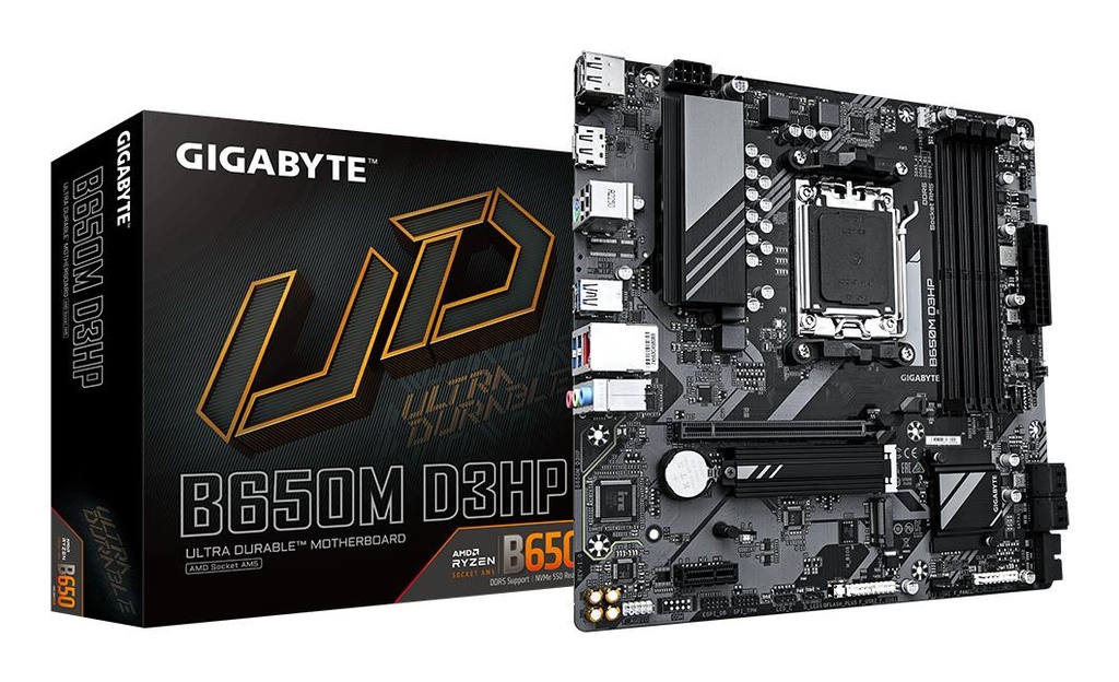 GIGABYTE AMD B650 Socket AM5 micro ATX RAM DDR5-SDRAM 4xSlots 2xNumber of M.2 (M) slots B650M D3HP (rev. 1.3) B650MD3HP1