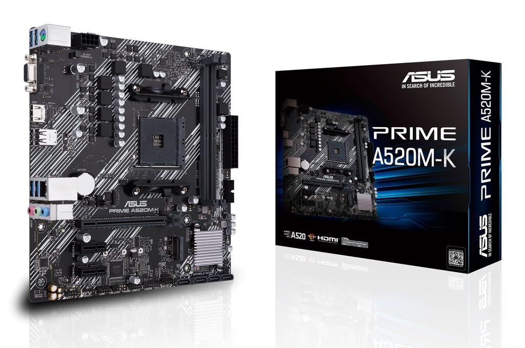ASUS AMD A520 SAM4 MicroATX 2xPCI-Express 3.0 1x 1xPCI-Express 3.0 16x 1xM.2 Memory DDR4 Memory slots 2 1x15pin D-sub 1x