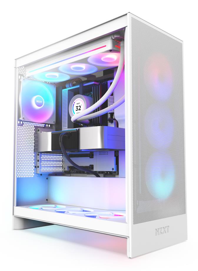 NZXT H7 Flow RGB MidiTower ATX EATX MicroATX MiniITX Colour White CM-H72FW-R1