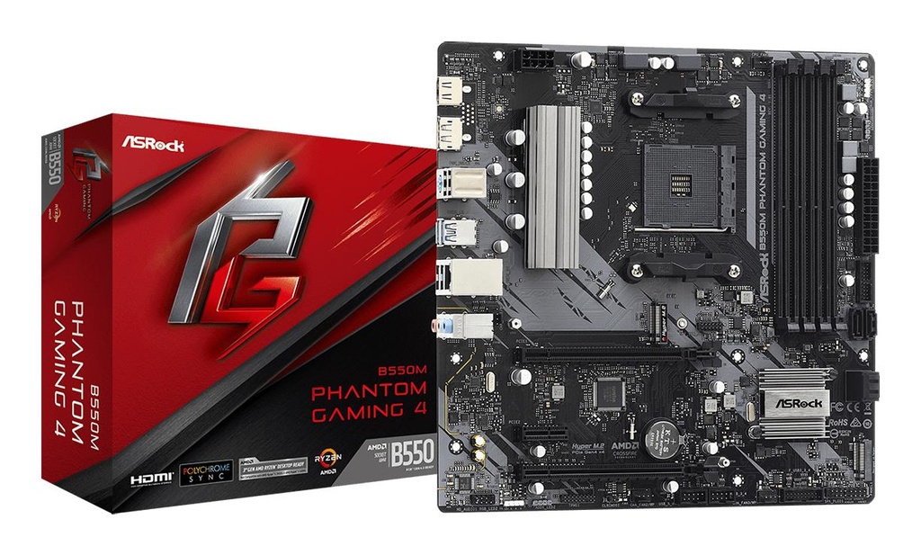 ASROCK AMD B550 SAM4 MicroATX 1xPCI-Express 3.0 1x 1xPCI-Express 3.0 4x 2xM.2 1xPCI-Express 4.0 16x Memory DDR4 Memory s
