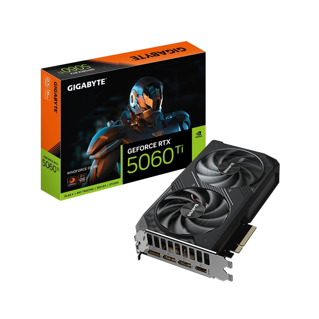 GIGABYTE NVIDIA GeForce RTX 5060 Ti 8 GB GDDR7 128 bit PCIE 5.0 16x GPU 2587 MHz Dual Slot Fansink 1xHDMI 3xDisplayPort 