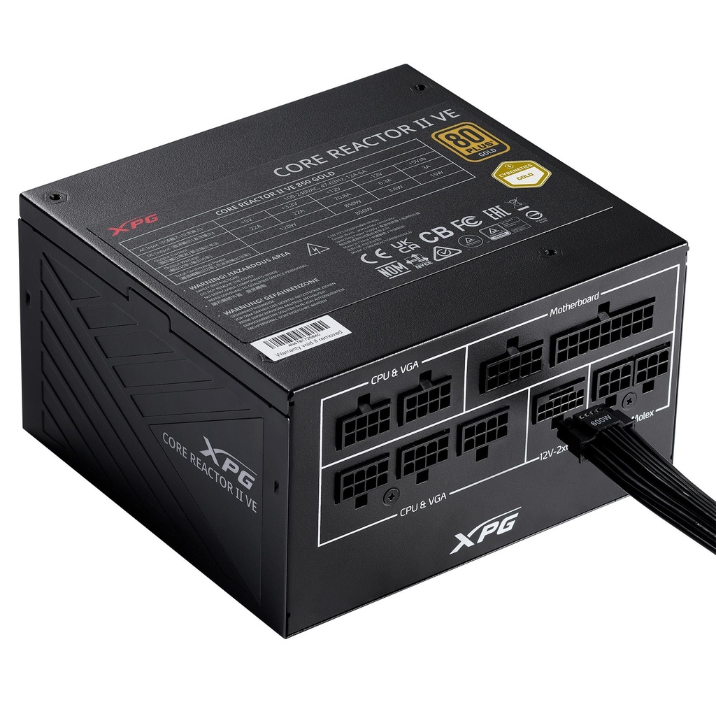 ADATA CORE REACTOR II VE 750 Watts Efficiency 80 PLUS GOLD PFC Active MTBF 100000 hours COREREACTORIIVE750G-BKCEU