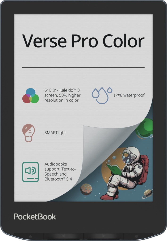 POCKETBOOK Verse Pro Color 6" 1072x1448 1xUSB-C Wireless LAN Bluetooth Dark Blue PB634K3-1-WW