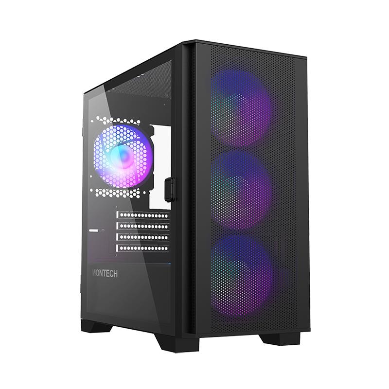 MONTECH AIR 100 ARGB MidiTower Case product features Transparent panel Not included MicroATX MiniITX Colour Black AIR100