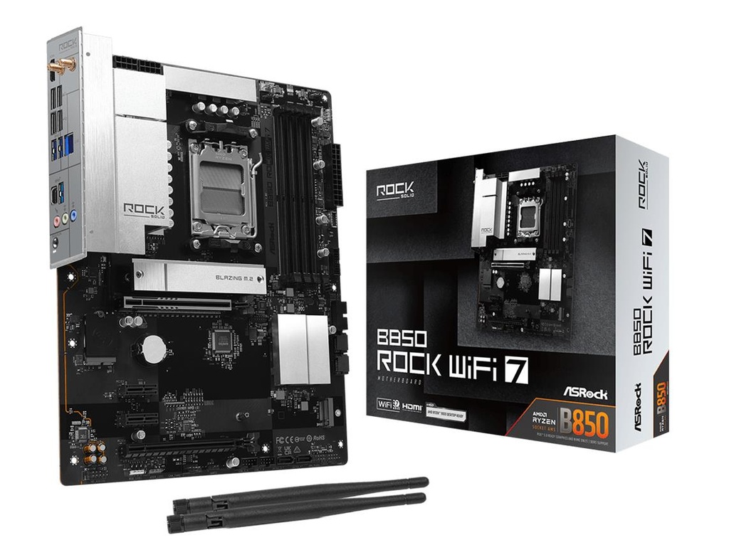 ASROCK AMD B850 Socket AM5 ATX RAM DDR5-SDRAM 4xSlots Wi-Fi Yes Bluetooth Yes B850ROCKWIFI7
