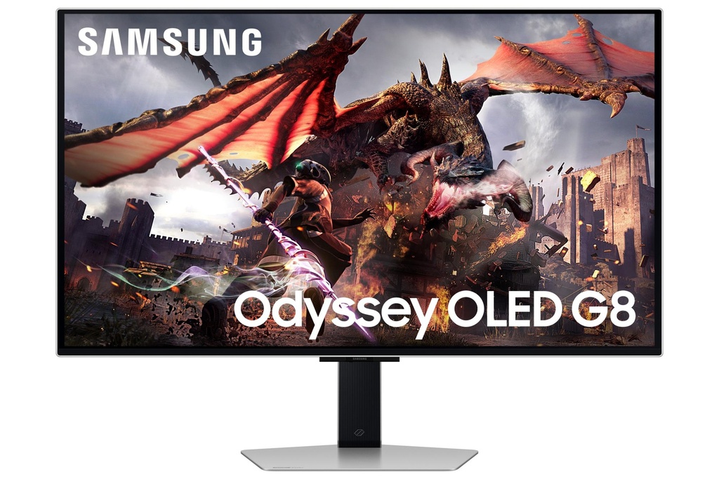 SAMSUNG 32" Gaming/Smart/4K Panel OLED 3840x2160 16:9 0.03 ms Speakers Swivel Pivot Height adjustable Tilt Colour Silver