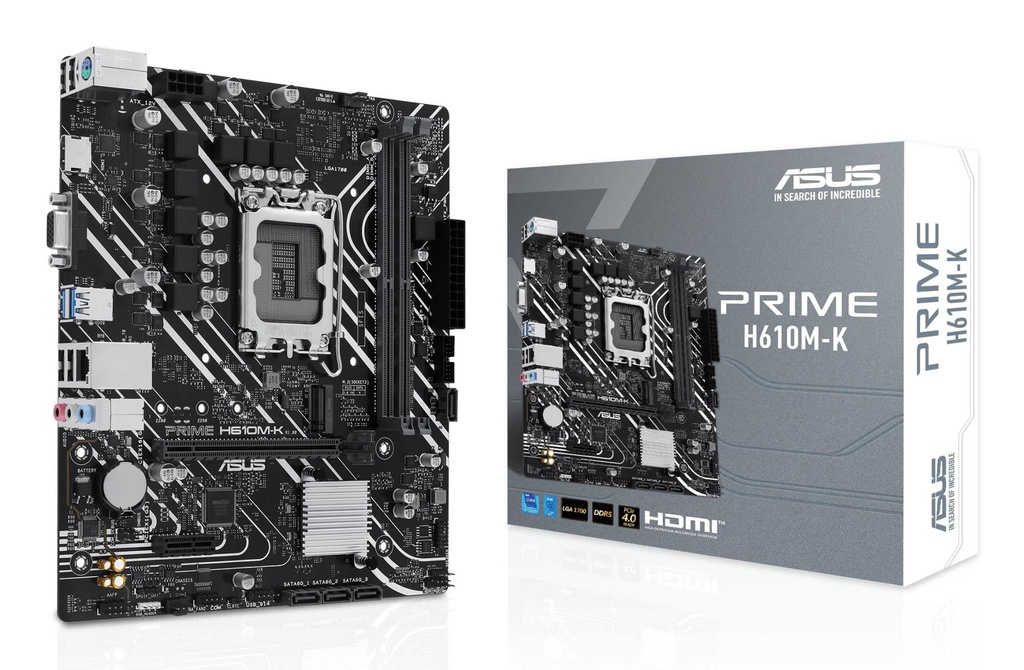 ASUS Intel H610 LGA1700 Micro-ATX Memory DDR5 Memory slots 2 1xPCI-Express 3.0 1x 1xPCI-Express 4.0 16x 1xM.2 1x15pin D-