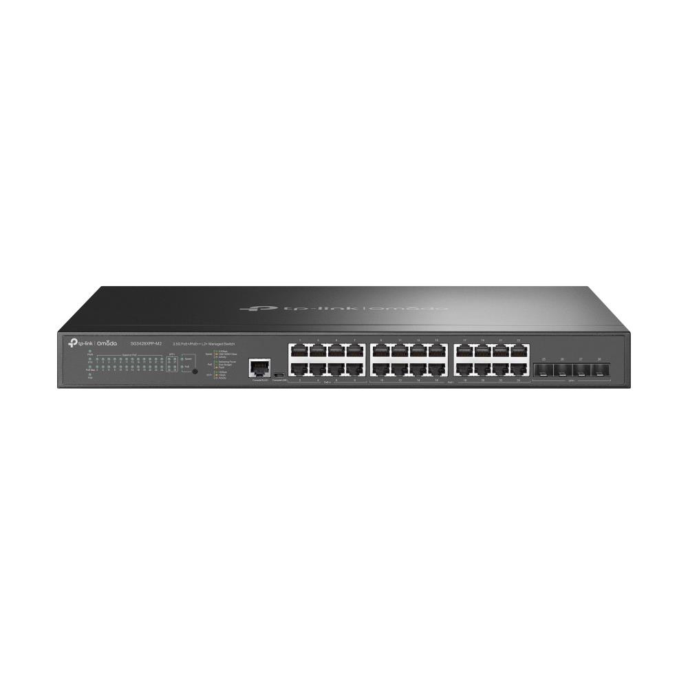 TP-LINK Omada SG3428XPP-M2 Desktop/pedestal Rack 24x2.5GbE 4xSFP+ 1xConsole 1 PoE+ ports 16 500 Watts SG3428XPP-M2