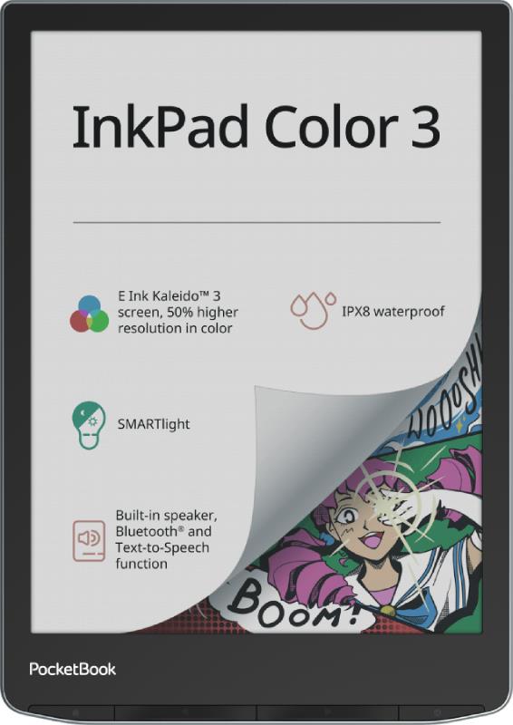 POCKETBOOK InkPad Color 3 7.8" 1872x1404 1xUSB-C Wireless LAN Bluetooth PB743K3-1-WW