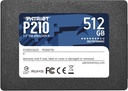 PATRIOT P210 512GB SATA 3.0 Write speed 430 MBytes/sec Read speed 520 MBytes/sec 2,5" TBW 240 TB P210S512G25