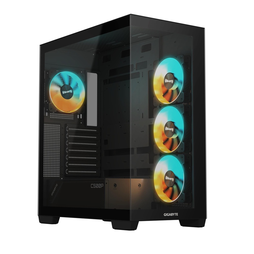 GIGABYTE GB-C500P ST MidiTower Case product features Transparent panel ATX MicroATX MiniITX Colour Black GB-C500PST