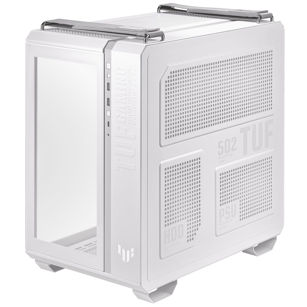 ASUS TUF Gaming GT502 MidiTower Case product features Transparent panel Not included ATX MicroATX MiniITX Colour White G