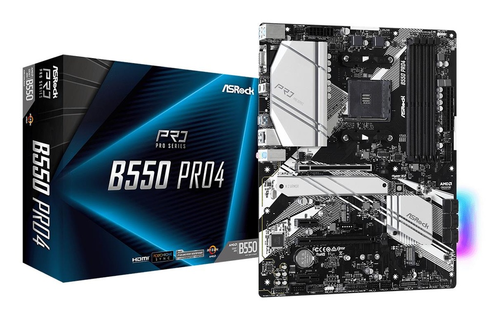 ASROCK AMD B550 SAM4 ATX 2xPCI-Express 3.0 1x 1xPCI-Express 3.0 16x 2xM.2 1xPCI-Express 4.0 16x Memory DDR4 Memory slots