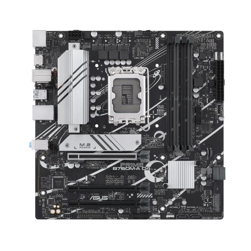 ASUS Intel B760 Express LGA1700 Micro-ATX Memory DDR4 Memory slots 4 1xPCI-Express 4.0 16x 2xM.2 1xHDMI 1xDisplayPort 4x