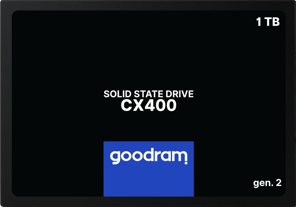 GOODRAM CX400 GEN.2 1TB SATA 3D TLC Write speed 500 MBytes/sec Read speed 550 MBytes/sec 2,5" TBW 720 TB MTBF 2000000 ho