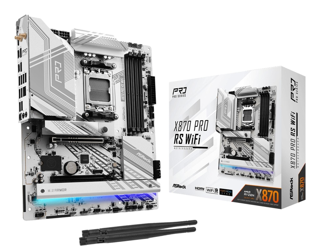 ASROCK AMD X870 SAM5 ATX Memory DDR5 Memory slots 4 1xPCI-Express 4.0 16x 1xPCI-Express 5.0 16x 4xM.2 1xHDMI 6xUSB 2.0 4