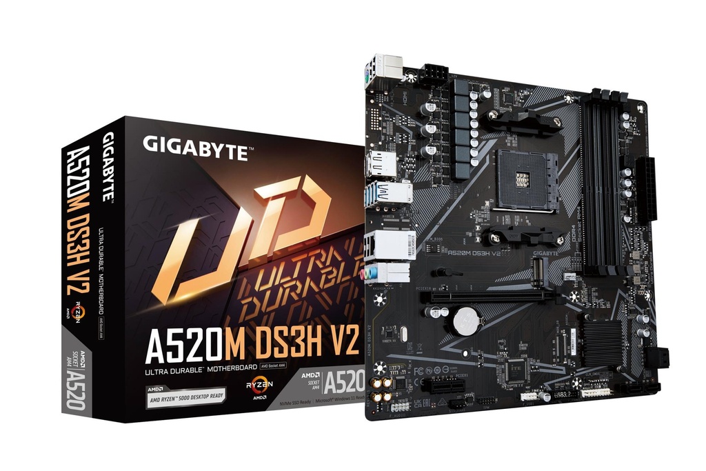 GIGABYTE AMD A520 SAM4 Micro-ATX Memory DDR4 Memory slots 4 A520MDS3HV2