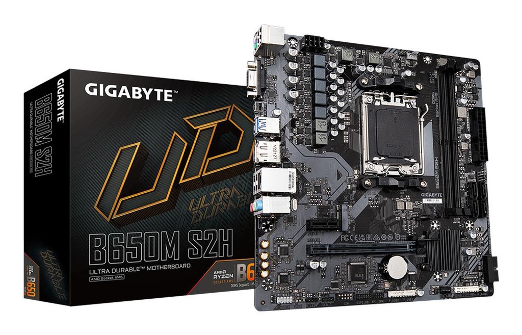 GIGABYTE AMD B650 Socket AM5 micro ATX RAM DDR5-SDRAM 2xSlots 1xNumber of M.2 (M) slots B650M S2H (rev. 1.4) B650MS2H1.4