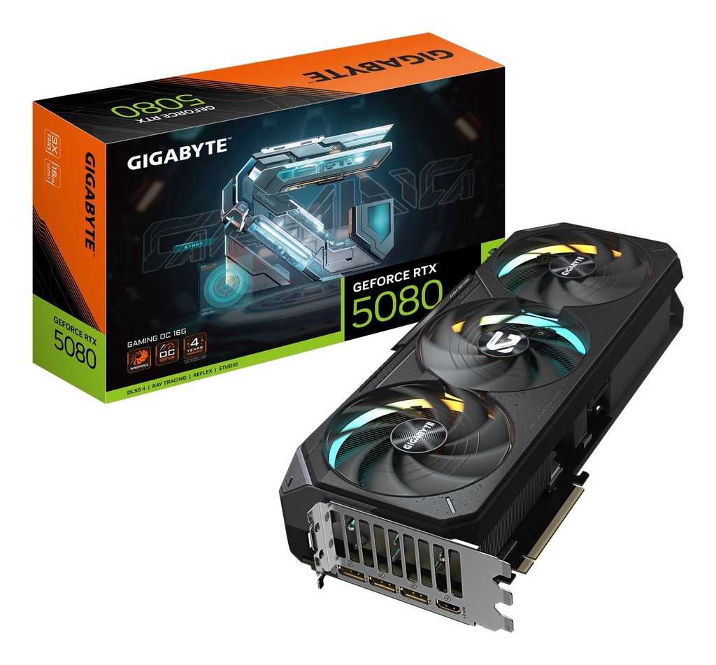 GIGABYTE NVIDIA GeForce RTX 5080 16 GB GDDR7 256 bit PCIE 5.0 16x GPU 2617 MHz Triple slot Fansink 1xHDMI 3xDisplayPort 
