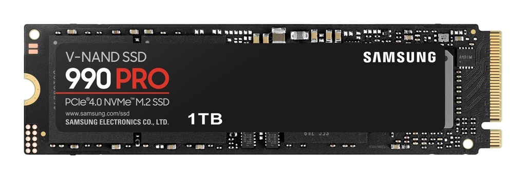 SAMSUNG 990 PRO 1TB M.2 PCIE NVMe MLC Write speed 6900 MBytes/sec Read speed 7450 MBytes/sec 2.3mm TBW 600 TB MTBF 15000