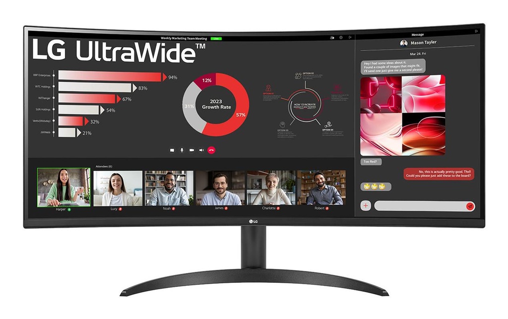 LG 34" Curved/21 : 9 Panel VA 3440x1440 21:9 100 Hz 5 ms Tilt 34WR50QK-B