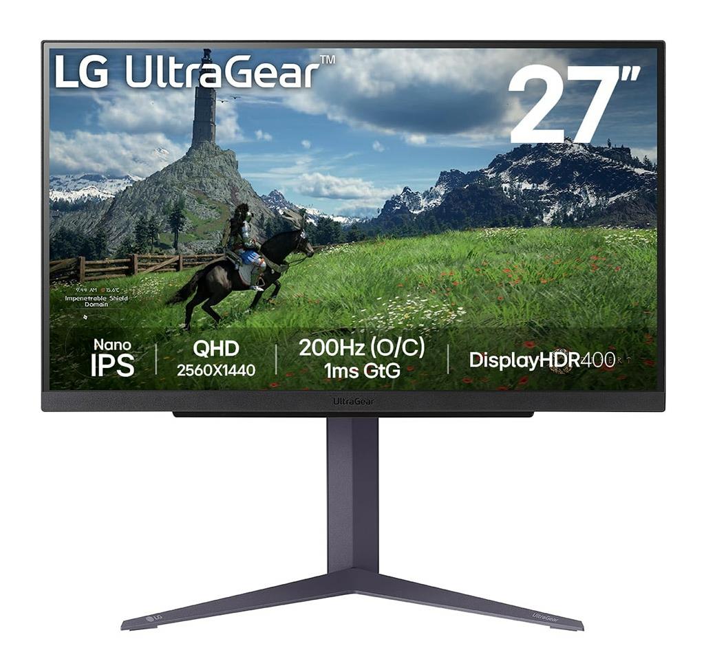 LG 27" Panel IPS 2560x1440 16:9 180Hz 1 ms Pivot Height adjustable Tilt Colour Black 27GS85Q-B