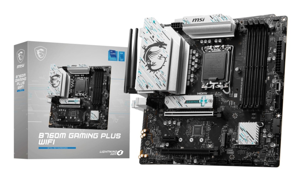 MSI Intel B760 Express LGA1700 Micro-ATX Memory DDR5 Memory slots 4 1xPCI-Express 3.0 1x 1xPCI-Express 4.0 4x 1xPCI-Expr