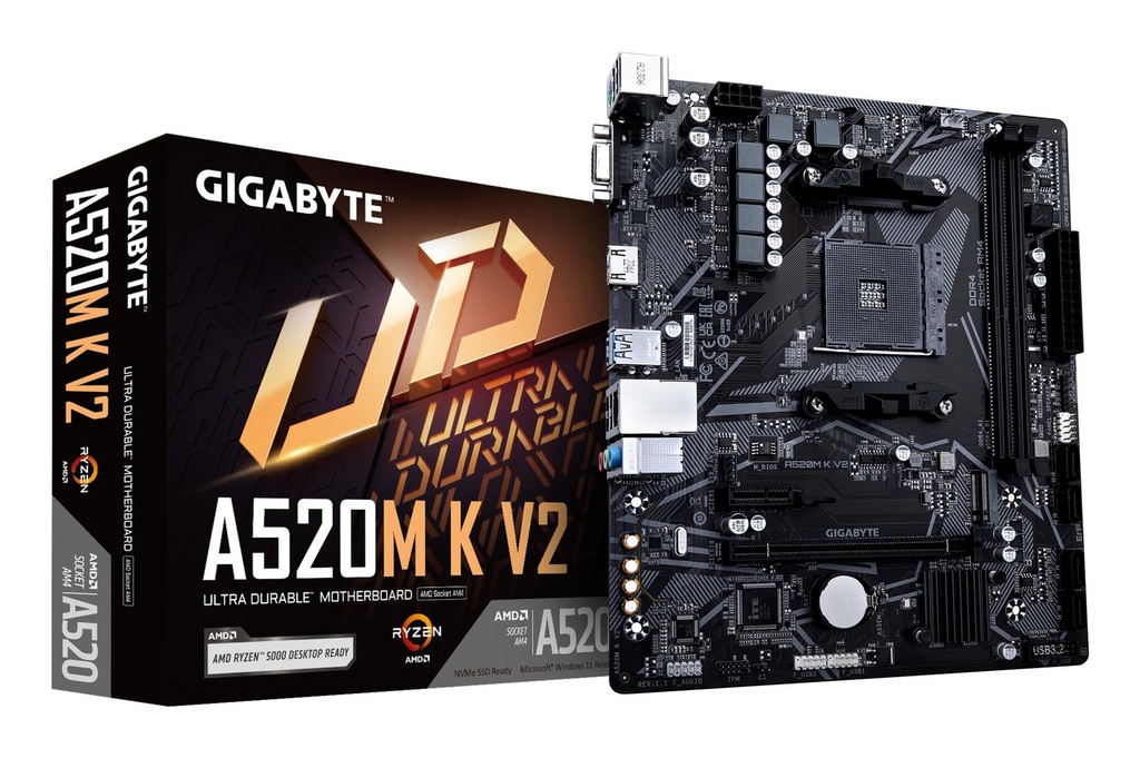 GIGABYTE AMD A520 SAM4 Micro-ATX Memory DDR4 Memory slots 2 1xPCI-Express 3.0 1x 1xPCI-Express 3.0 16x 1xM.2 1x15pin D-s