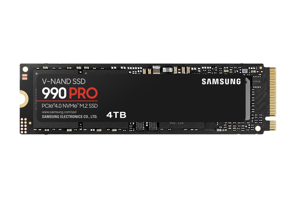 SAMSUNG 990 PRO 4TB M.2 PCIe Gen4 NVMe TLC Write speed 6900 MBytes/sec Read speed 7450 MBytes/sec 2.3mm TBW 2400 TB MTBF