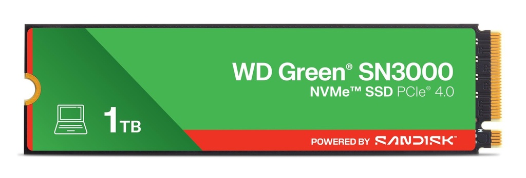 SANDISK 150xTBW rating MTBF 1.75 h NVMe Yes PCI Express 4.0 M.2 1000 GB POWERED BY SANDISK Green WDS100T4G0E