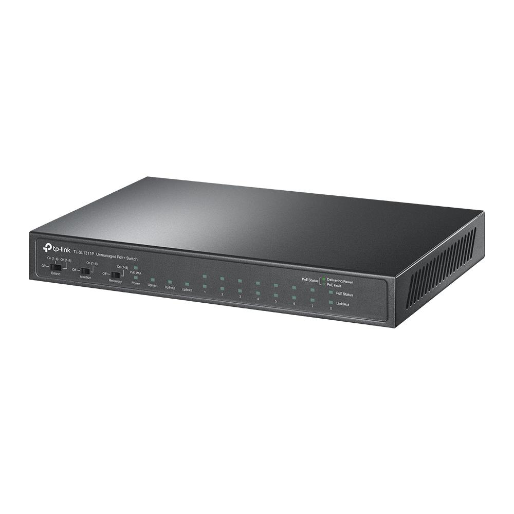 TP-LINK Desktop/pedestal 8x10Base-T / 100Base-TX 1xSFP 2xRJ45 PoE+ ports 8 65 Watts TL-SL1311P