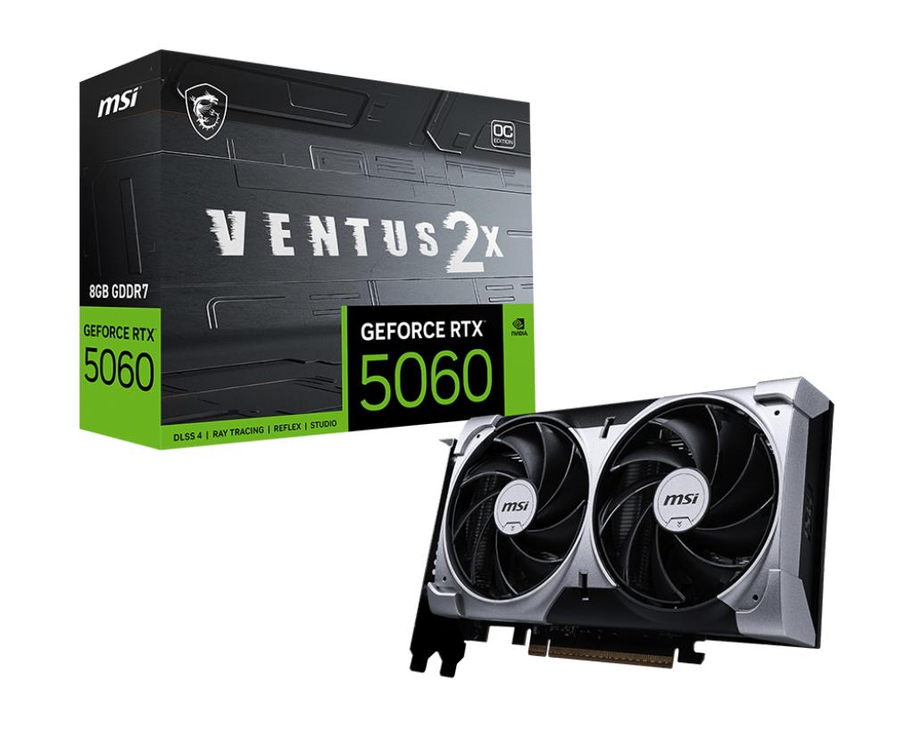 MSI NVIDIA GeForce RTX 5060 8 GB GDDR7 128 bit PCIE 5.0 16x Dual Slot Fansink RTX50608GVENTUS2XOC