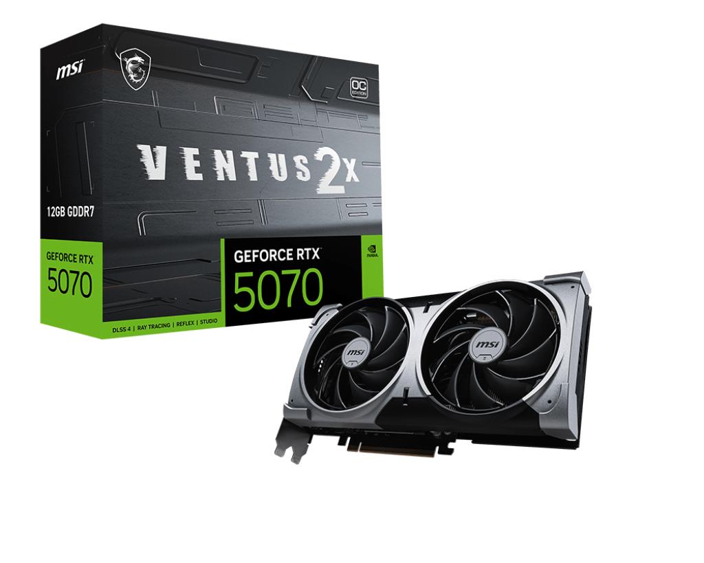 MSI NVIDIA GeForce RTX 5070 12 GB GDDR7 192 bit PCIE 5.0 16x Dual Slot Fansink 1xHDMI 3xDisplayPort RTX507012GVENTUS2XOC