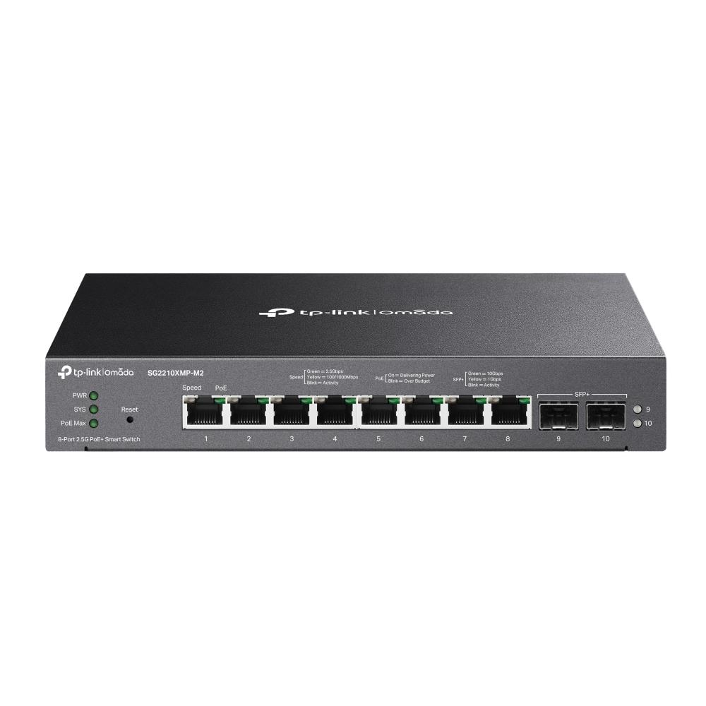 TP-LINK Type L2 Desktop/pedestal 8x2.5GbE 2xSFP+ PoE+ ports 8 160 Watts SG2210XMP-M2