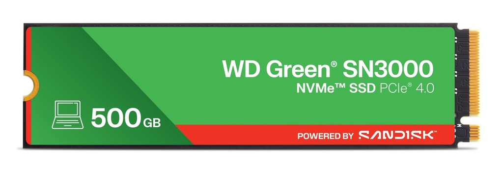 SANDISK 150xTBW rating MTBF 1.75 h NVMe Yes PCI Express 4.0 M.2 500 GB POWERED BY SANDISK Green WDS500G4G0E